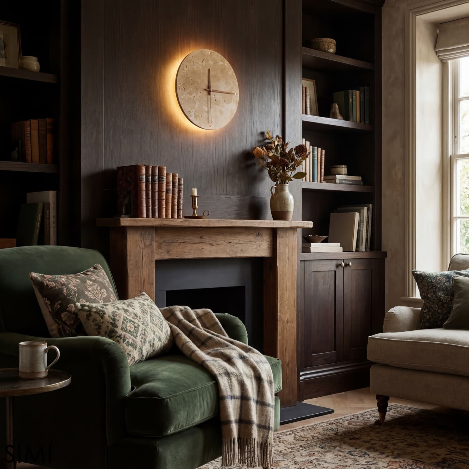 Round Stone Clock Wall Light - Wabi Sabi Lamp for Bedroom P079