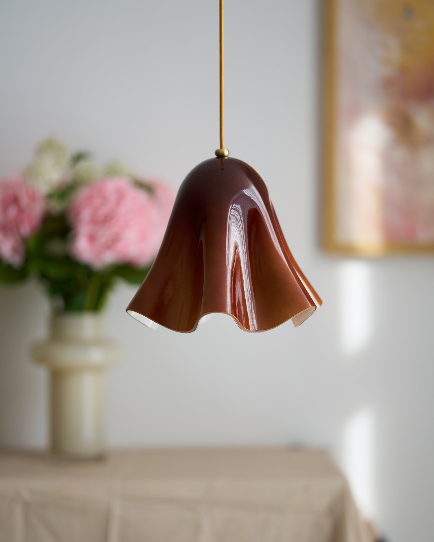 Bellina Wavy Edge Glass Pendant - French Style Light for Kitchen T279