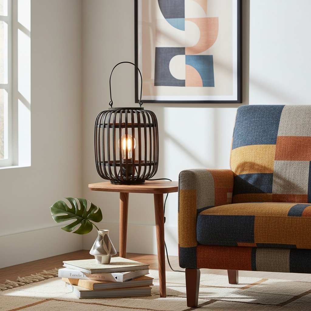 Yumeko Ambient Table Lamp - Open Bamboo Cage Design Stylish and Eco Friendly for Living & Bedroom T988