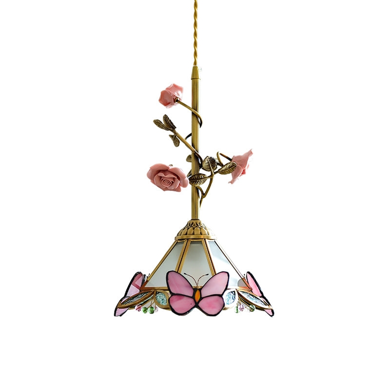 Lalique Rose Glass Pendant Lamp T1898
