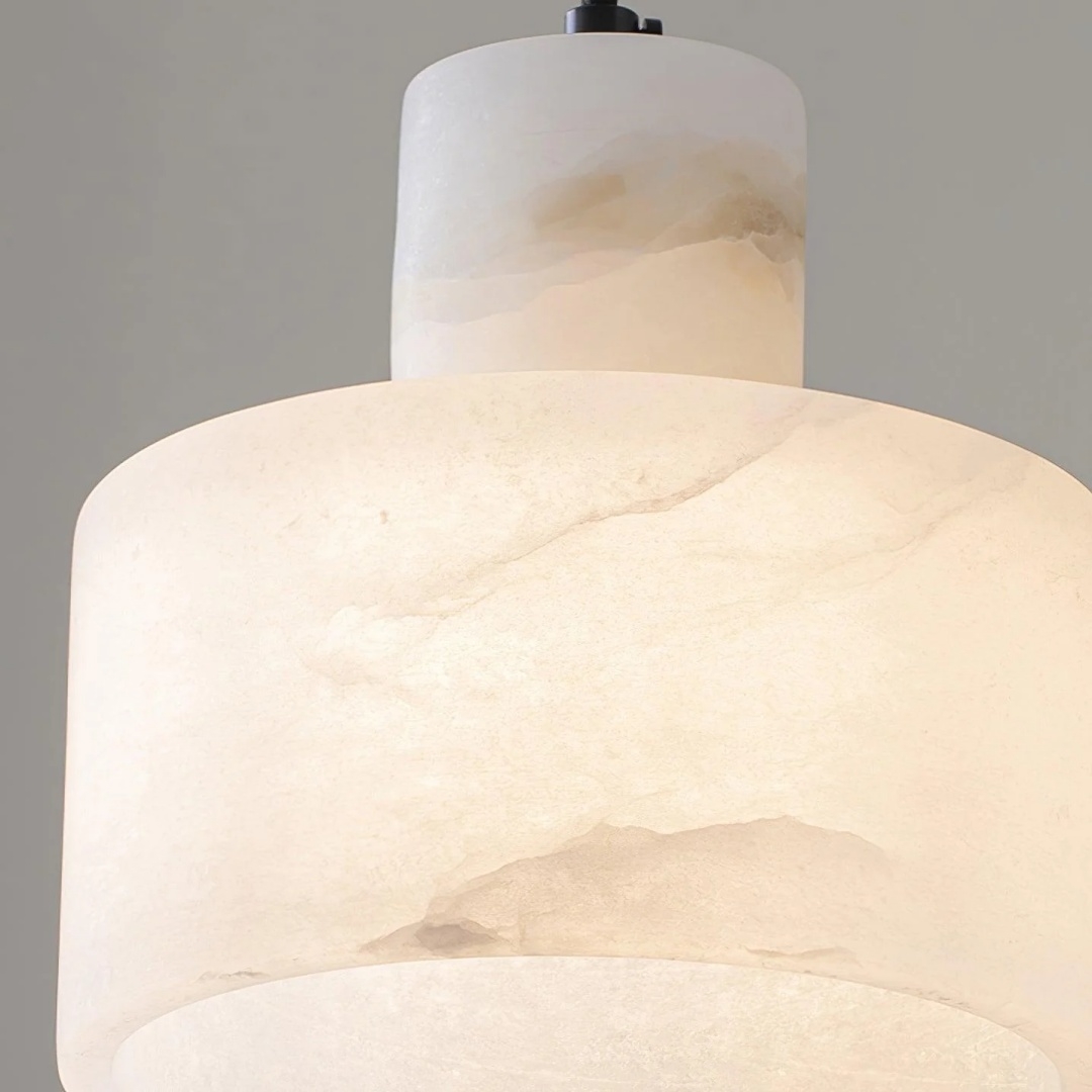 Cylorion Alabaster Pendant Lamp - Modern Minimalist Hanging Light for Dining Room T1158