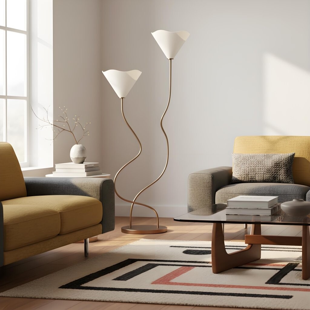 Kysara Floor Lamp - Dual-Stem Floral Design are Suitable for Placement in the Living Room or Bedroom or Study T703
