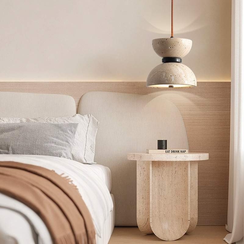 Modern Scandinavian Hourglass Pendant Lamp with Travertine S263