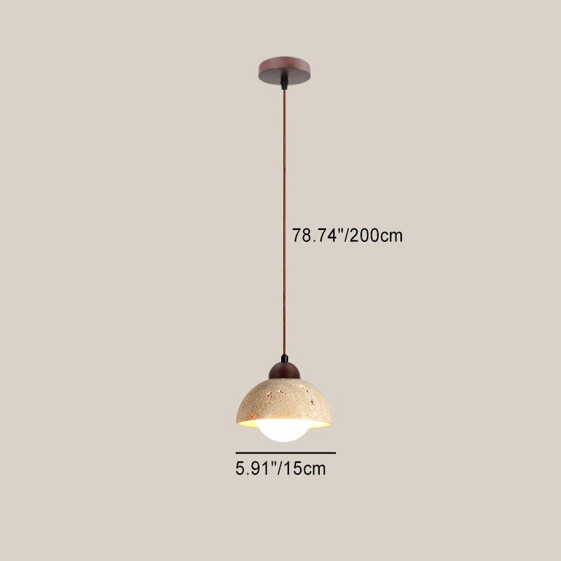 Natural Stone Wood Pendant Light - Minimalist Japanese Dining Lamp M08