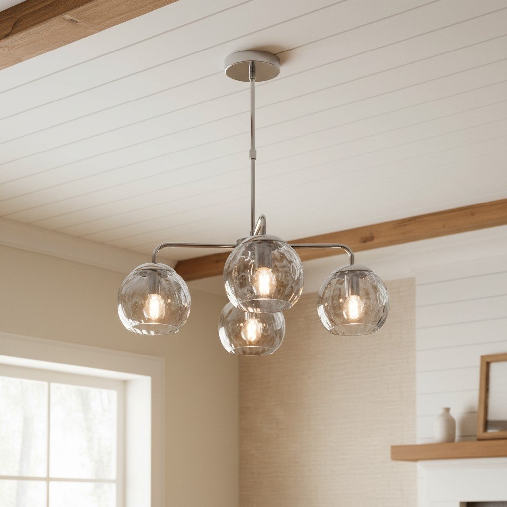 Tracian Glass Mid-Century Modern Globe Pendant Light for Dining Room T845