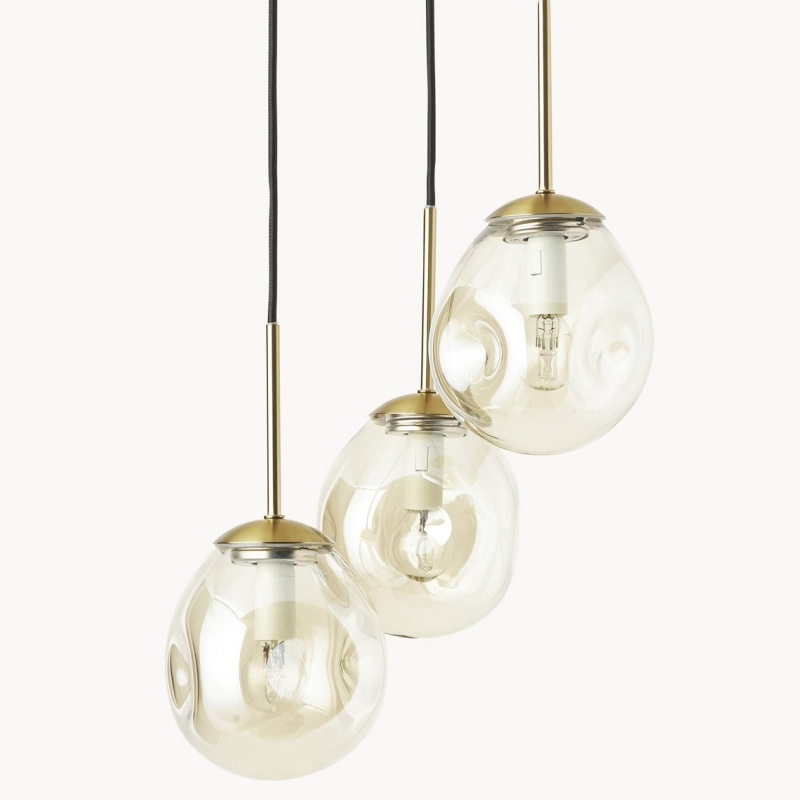 Glissora Hanging Light - Sculptural Cluster Design Tinted Glass and Metal for Entryway T797