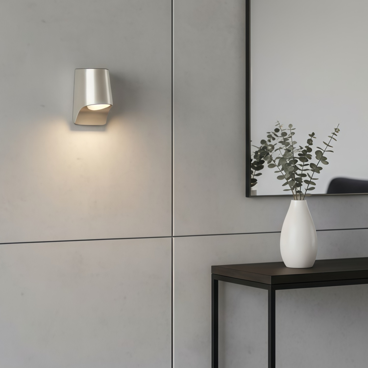 Rivathis Minimalist Metal Pewter Wall Lantern - Stylish Porch Fixture Ideal for Entry or Garden T894