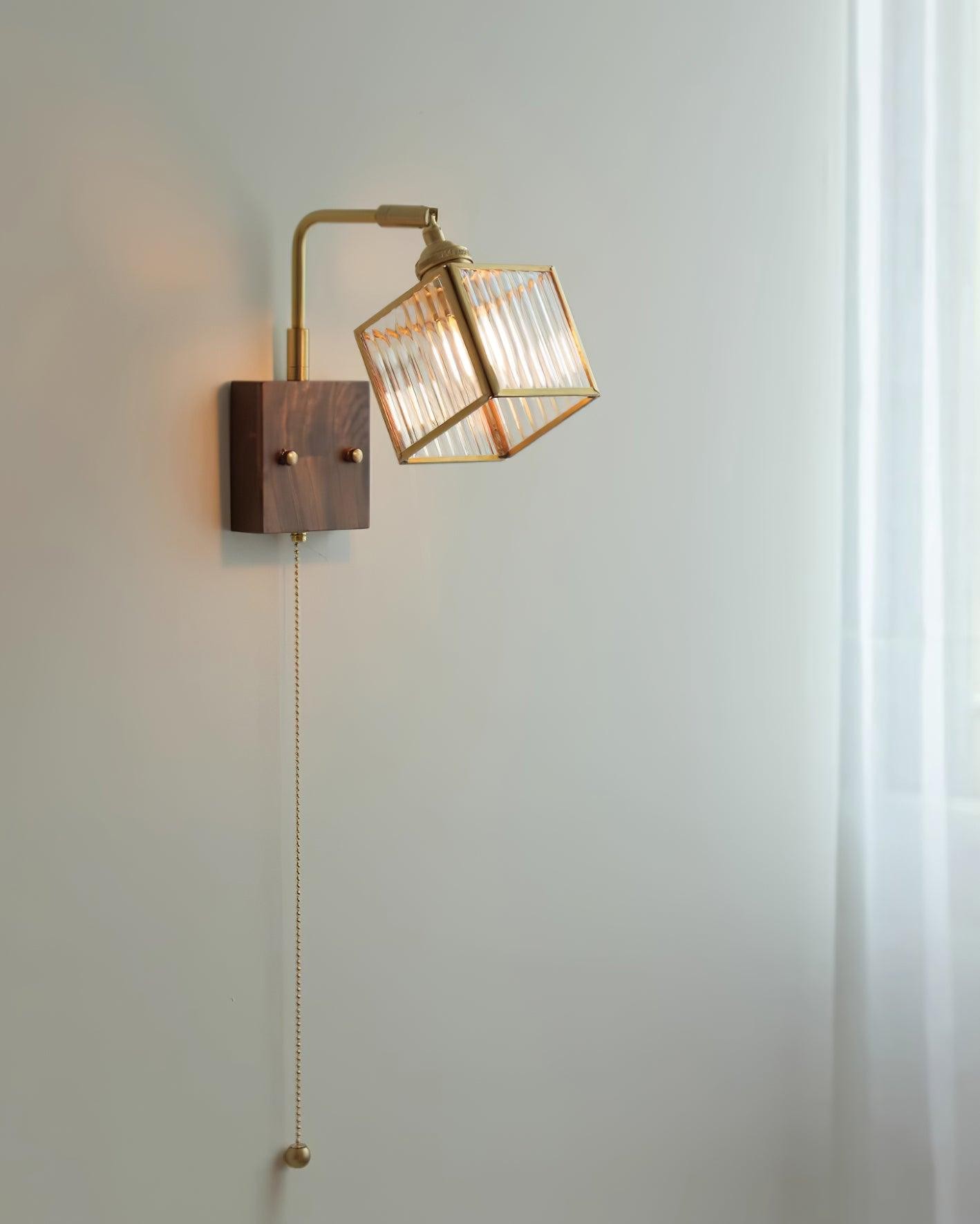 Square Glass Adjustable Wooden Wall Lamp M247