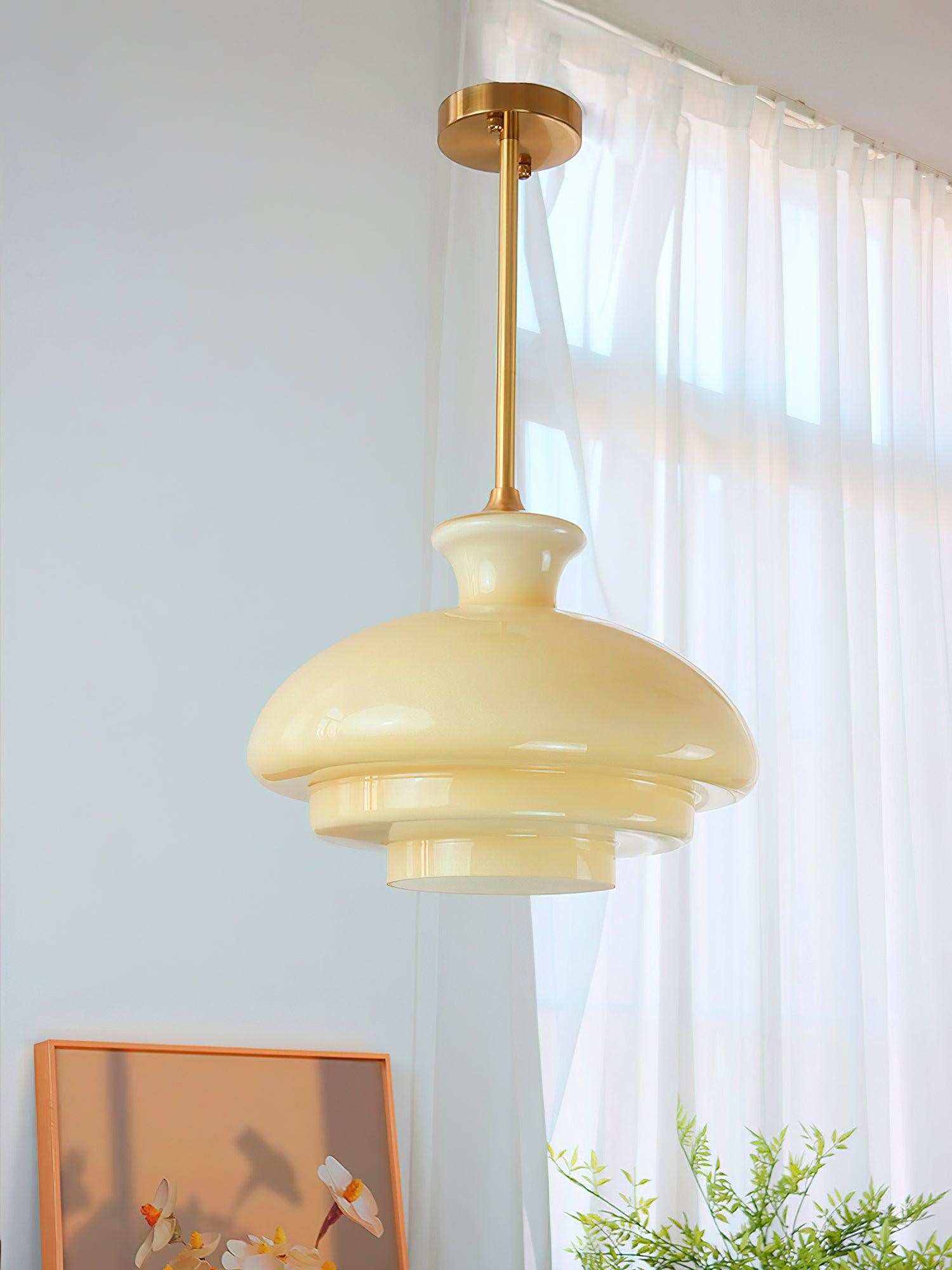 Round Yellow Stylish Simple Glass Pendant Lamp M520