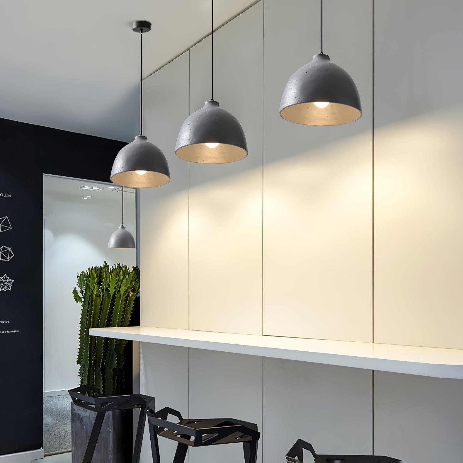 Modern Minimalist Industrial Resin Bowl LED Pendant Light M327