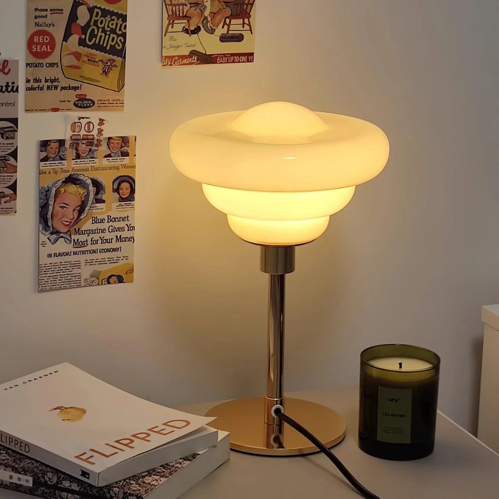Modern Table Lamp Featuring Textured Glass Shade S247