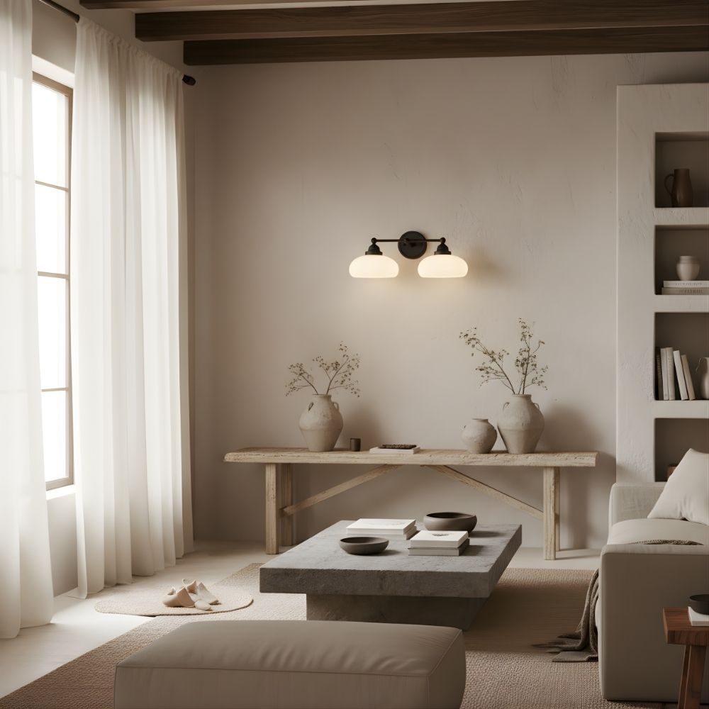 Riven Milk White Glass Globe Industrial Wall Lamp - Stairway Safety Light T1060