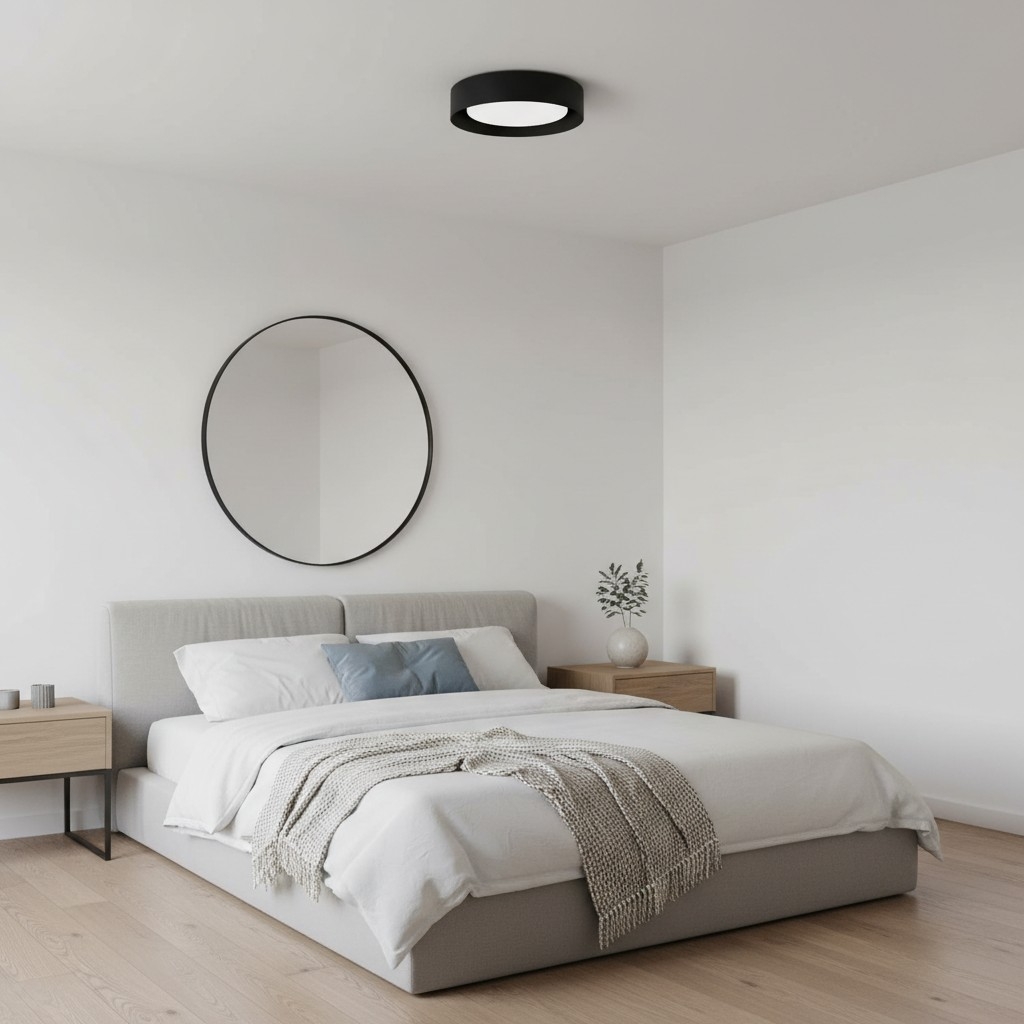 Velcora Contemporary Metal Flush Mount Ceiling Light - Elegant Drum Ceiling Fixture for Bedroom T1125