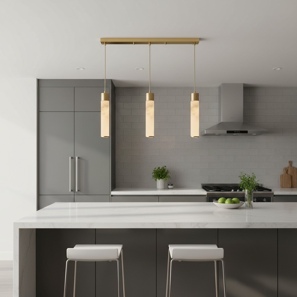 Solaryx Minimal Cylindrical Silhouette Pendant Light - Modern Style Lamp for Kitchen or Dining Room T1135