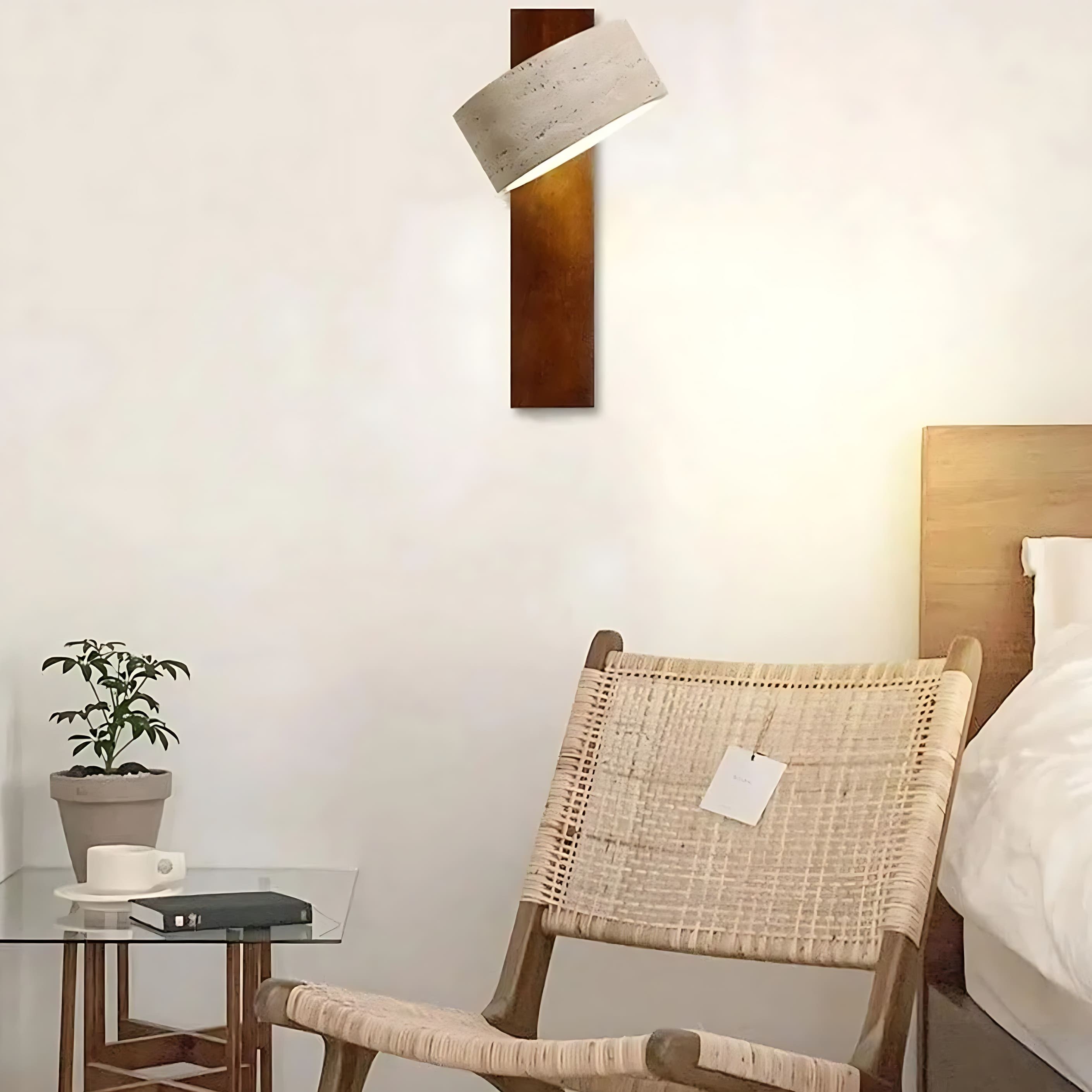 Travertine Cylinder Shade Lamp - Vintage Wall Sconce for Hallway M13