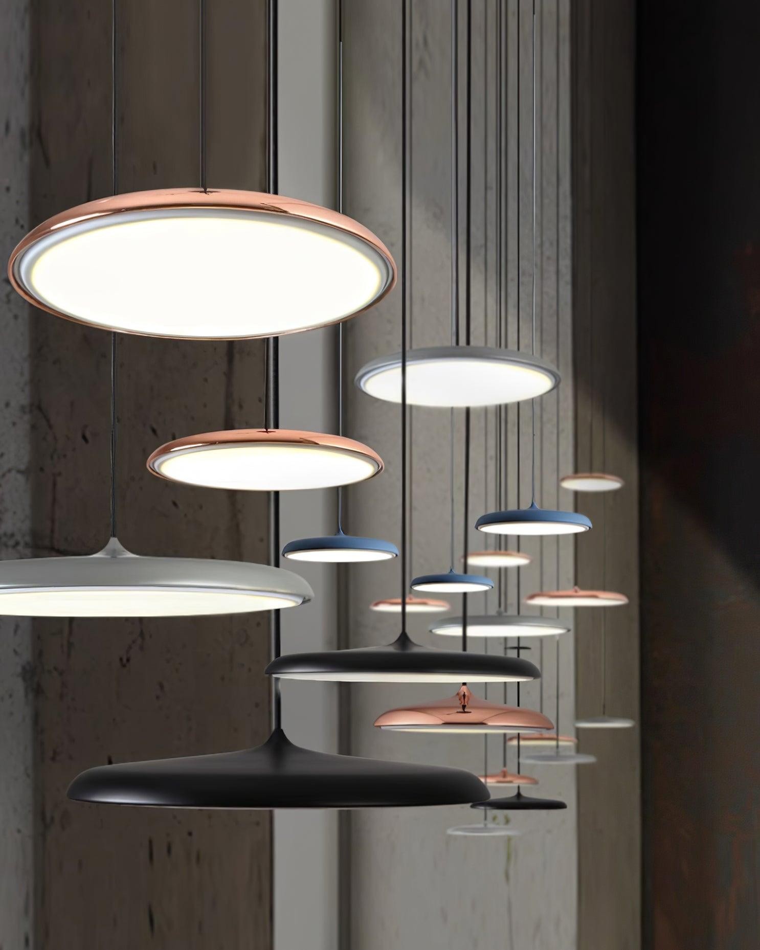 Modern Metal Saucer Pendant Light – Slim Design with LED Lighting M45