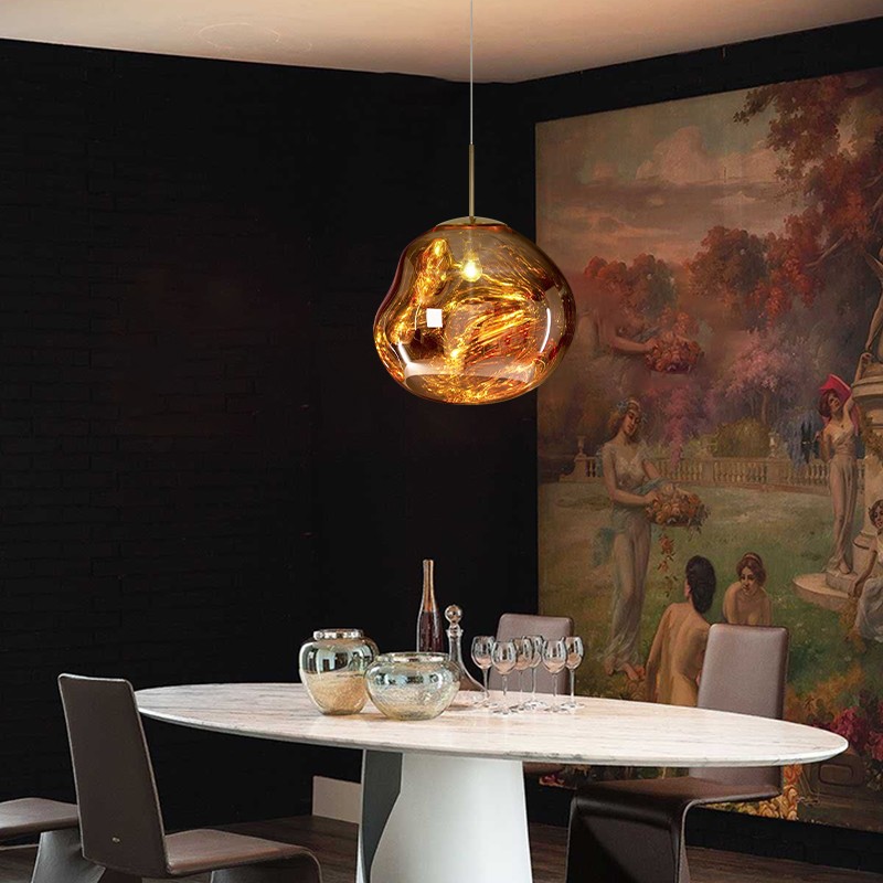 Glass Dynamic Pendant Light - Artistic Metallic Glow Pendant for Dining Area S54