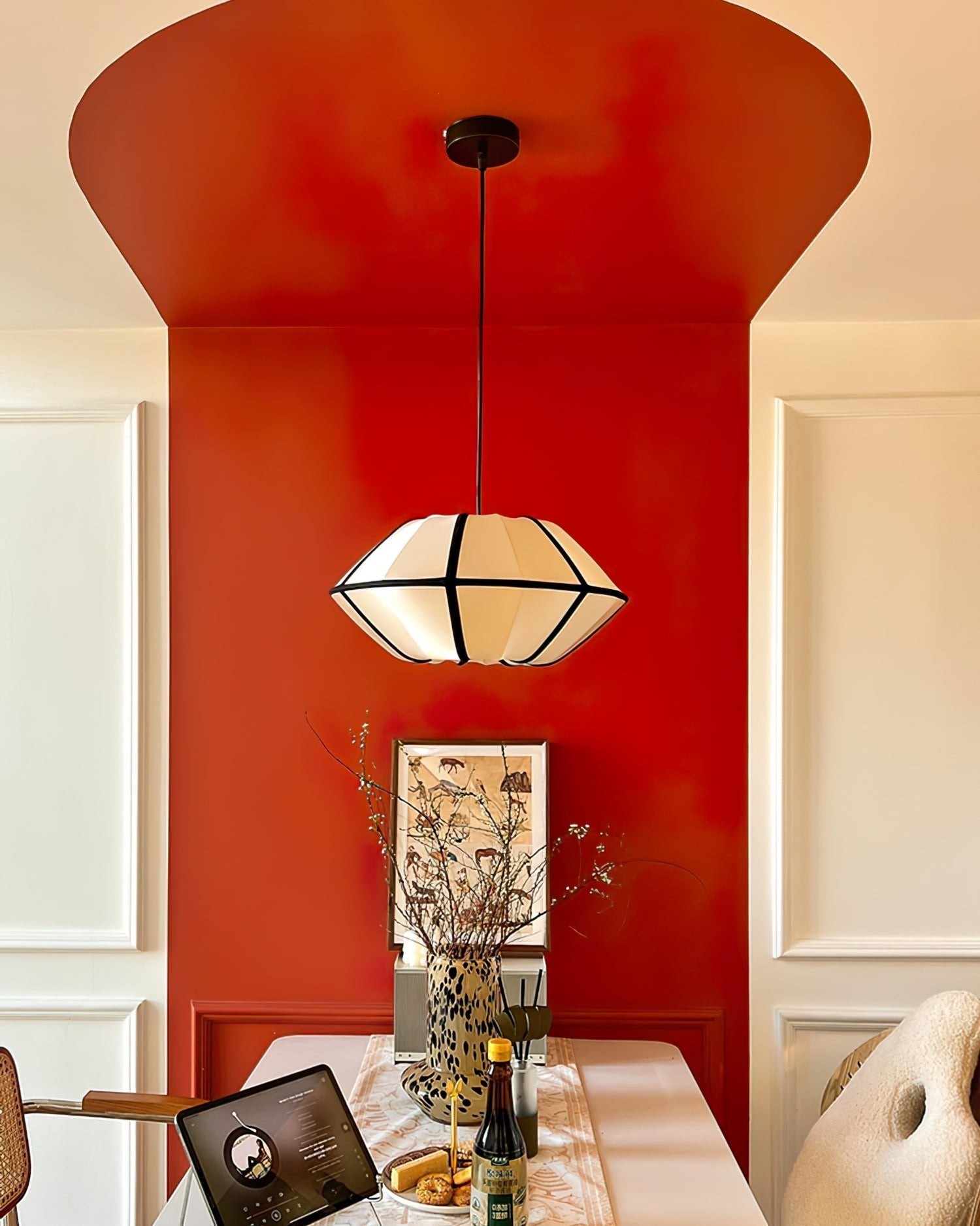 Vintage Silk Lantern Pendant Lamp M473