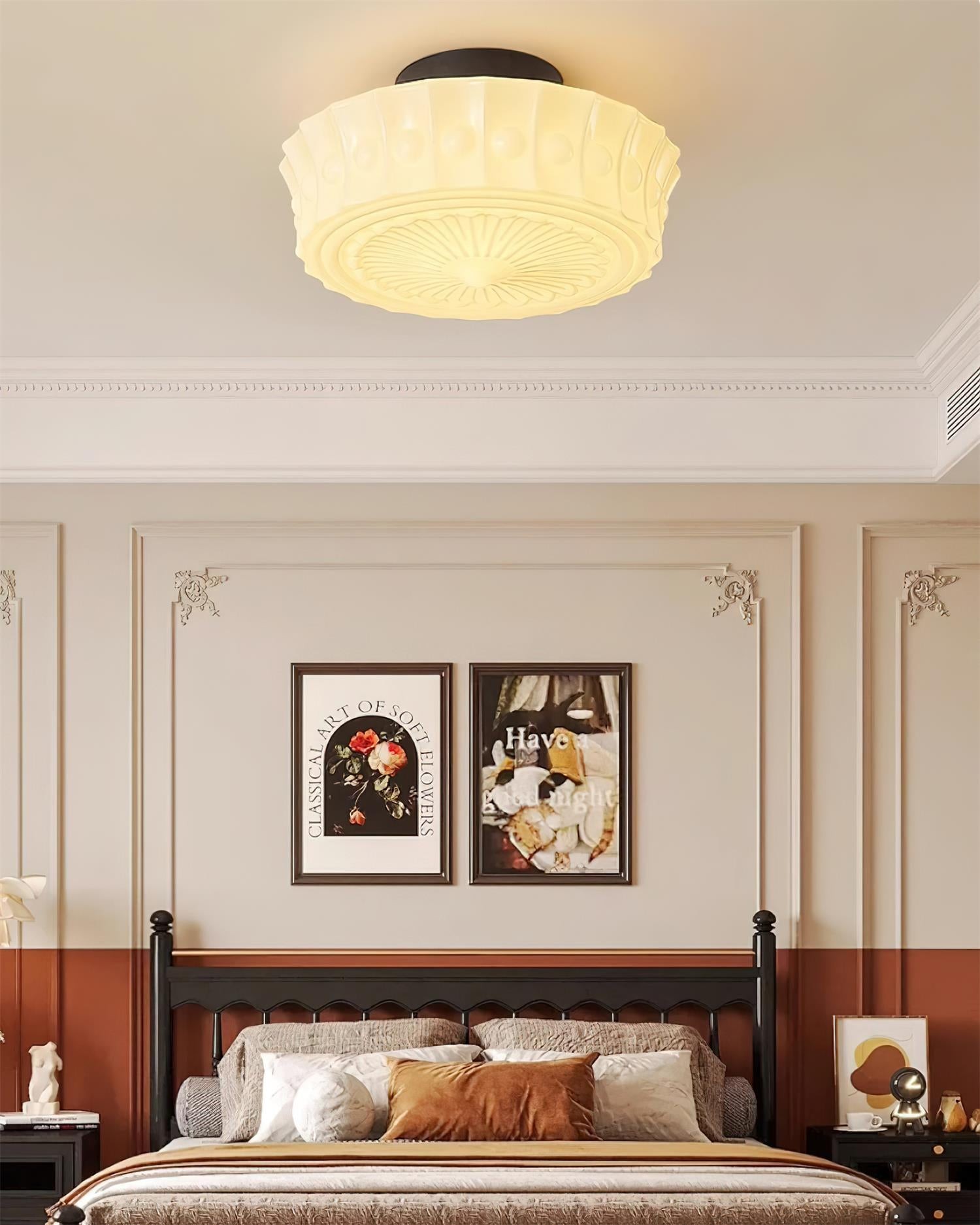 Rigidus French Vintage Glass Cream Style Ceiling Light M52