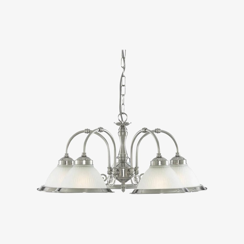 TF Vintora Ribbed Glass Pendant Light - Elegant Metal Trim for Kitchens, Dining Areas and Hallways T1022