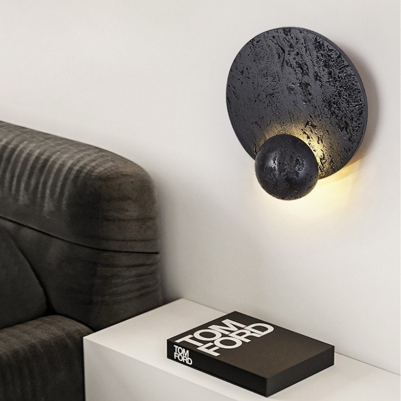 Scandinavian Travertine Round Orb Wall Lamp - Integrated LED & Warm Light S317