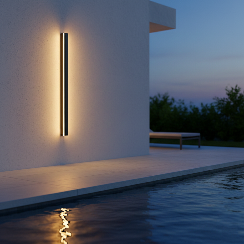 Edge Smooth Minimalist Linear Metal Outdoor Wall Lamp T2189