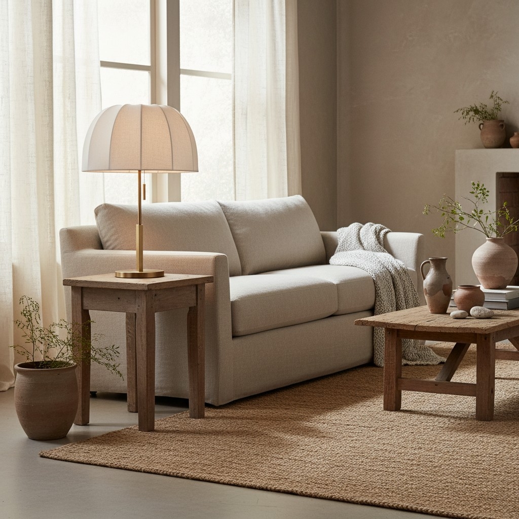 Vellaro Elegant Brass Table Lamp with Fabric Shade - Bedside Light for Contemporary Bedroom T698