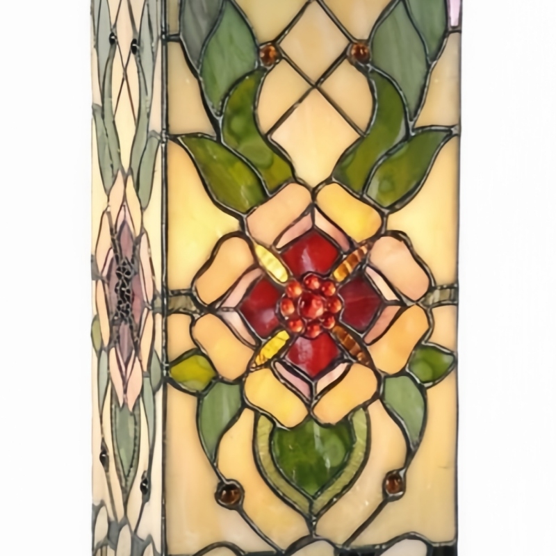 TF Angelique Art Nouveau Stained Glass Table Lamp - Handcrafted Floral Design for Living Room T905