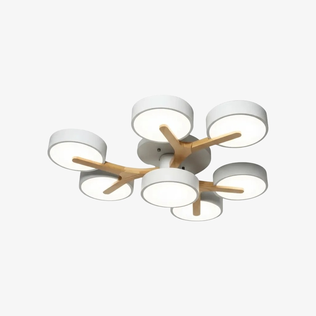 Modern Wooden Disc Ceiling Lamp - LED Semi-Flush Mount for Living Room S386