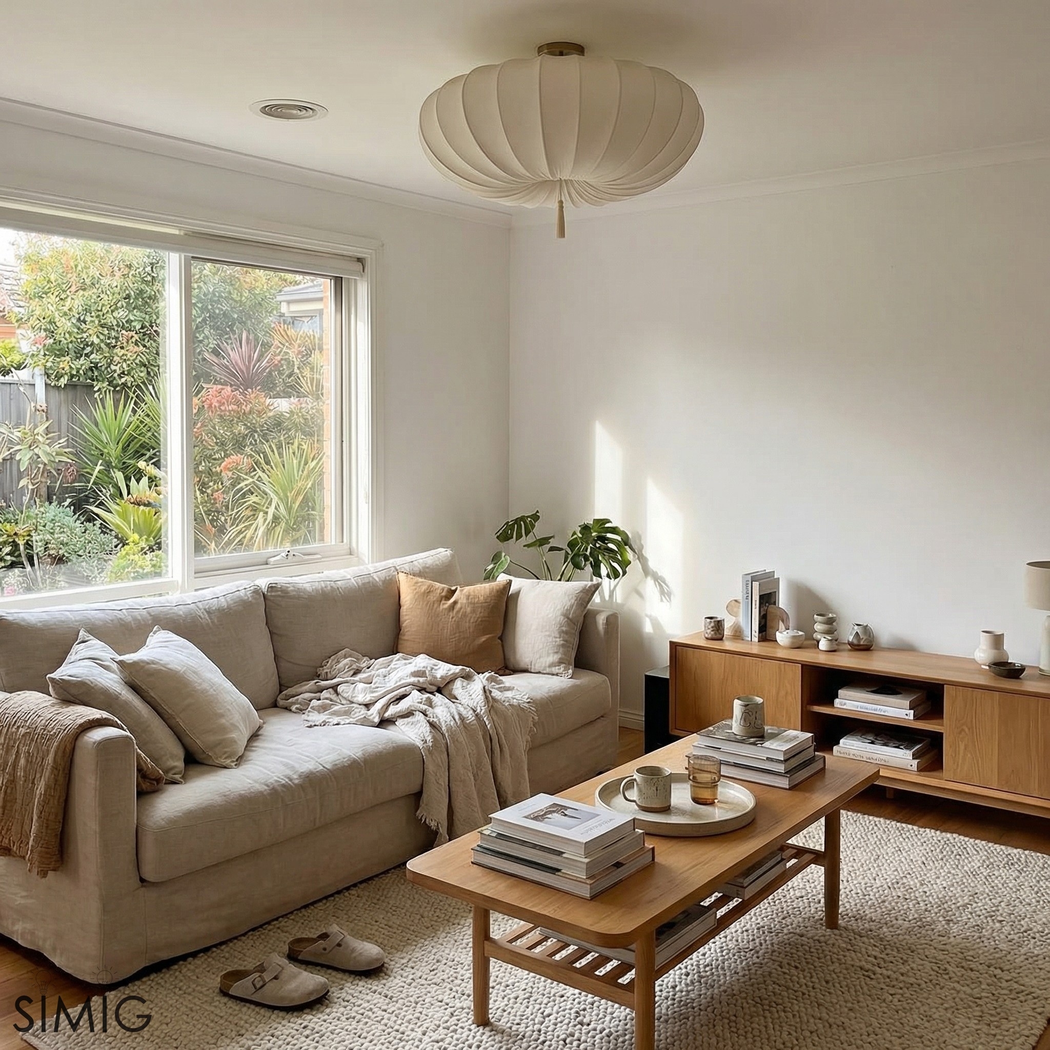 Traditional Round Fabric Chandelier ‑ Japanese Style for Living Room T261