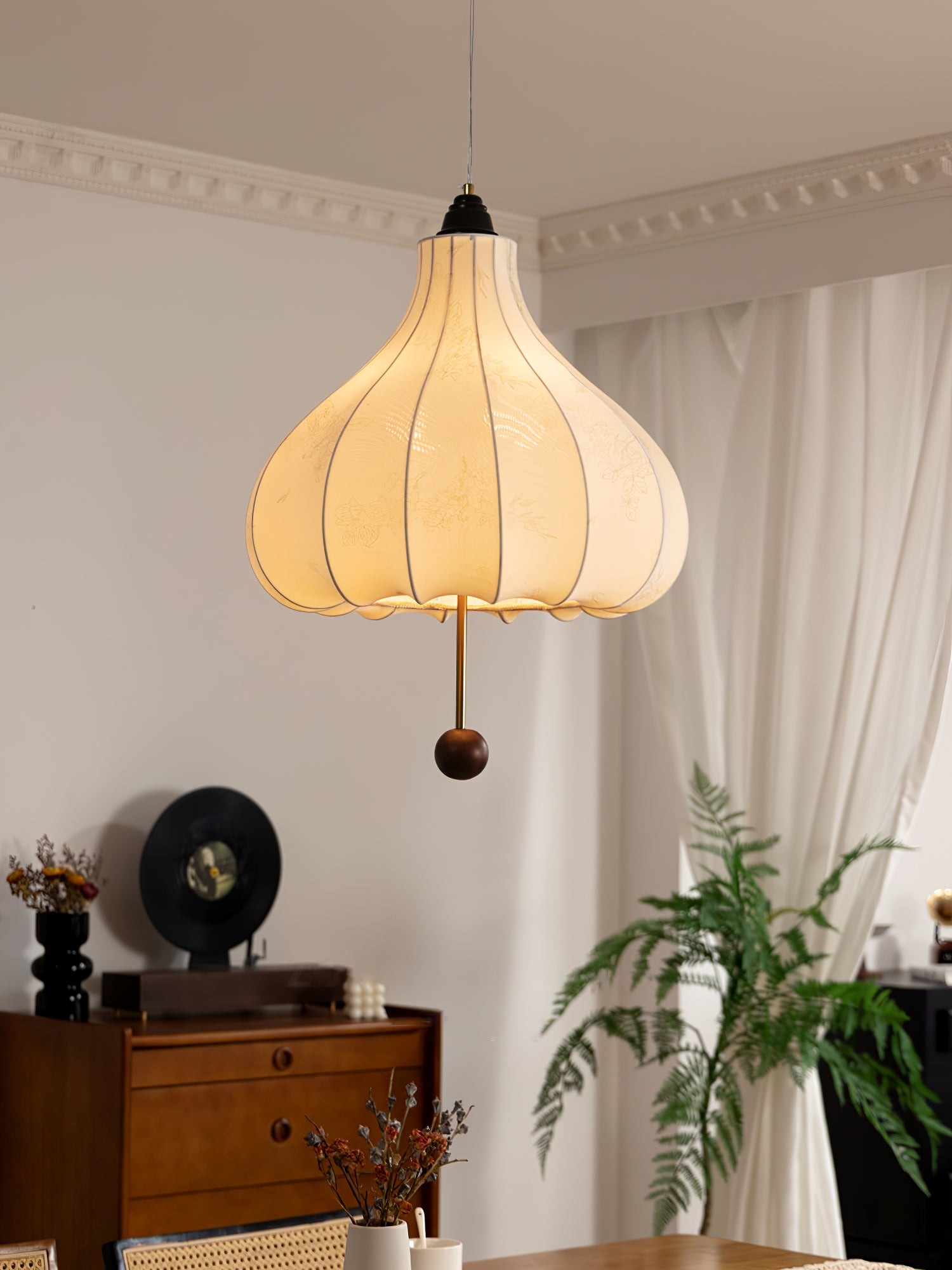Retro Chestnut Fabric Pendant Light M465