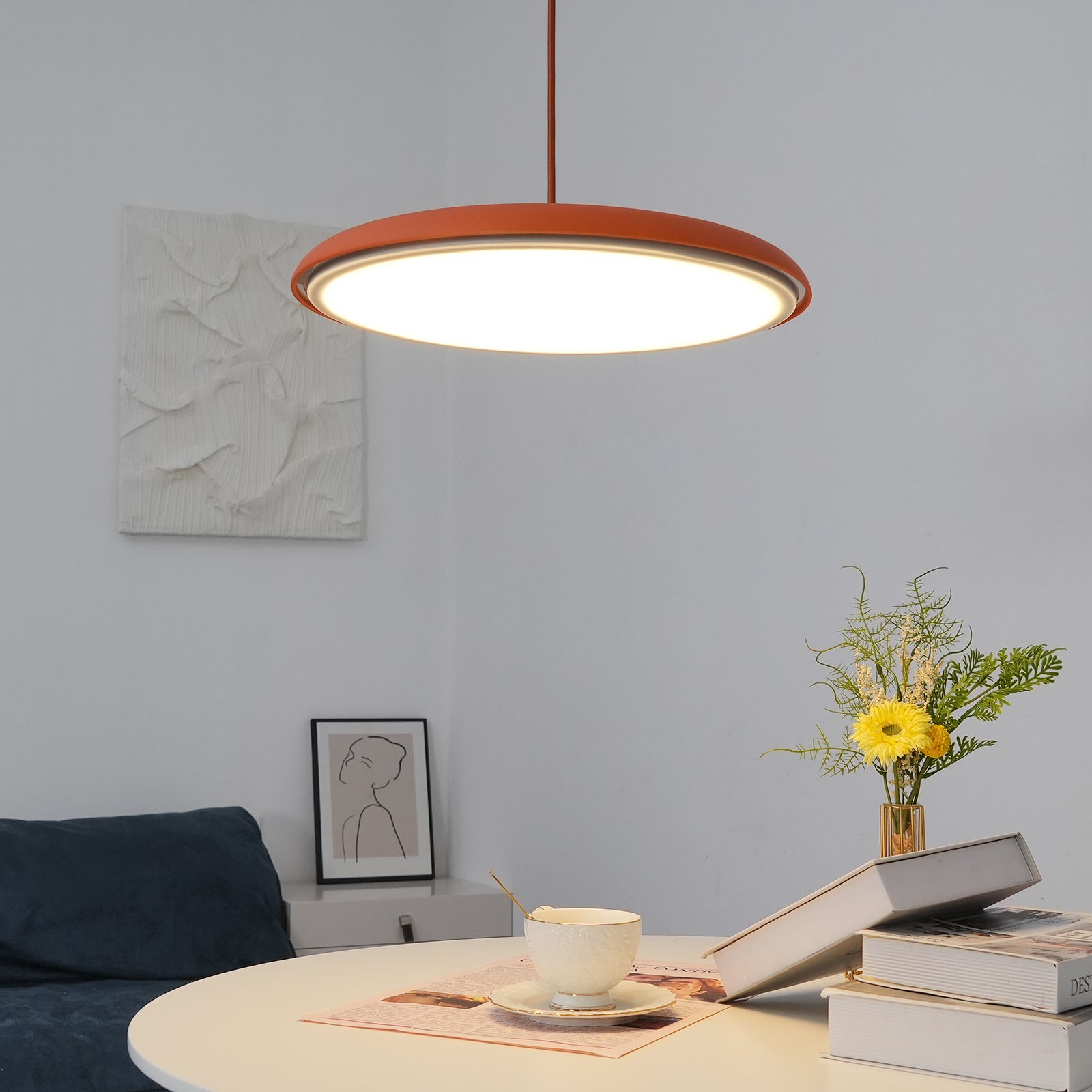 Modern Metal Saucer Pendant Light – Slim Design with LED Lighting M45