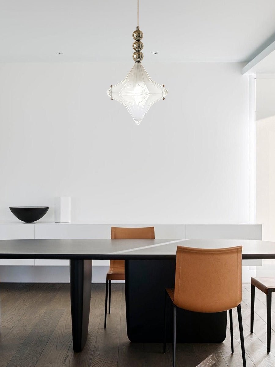 Art Deco Astris Elara Star Pendant Light - Frosted Glass Pendant with Geometric Style T434
