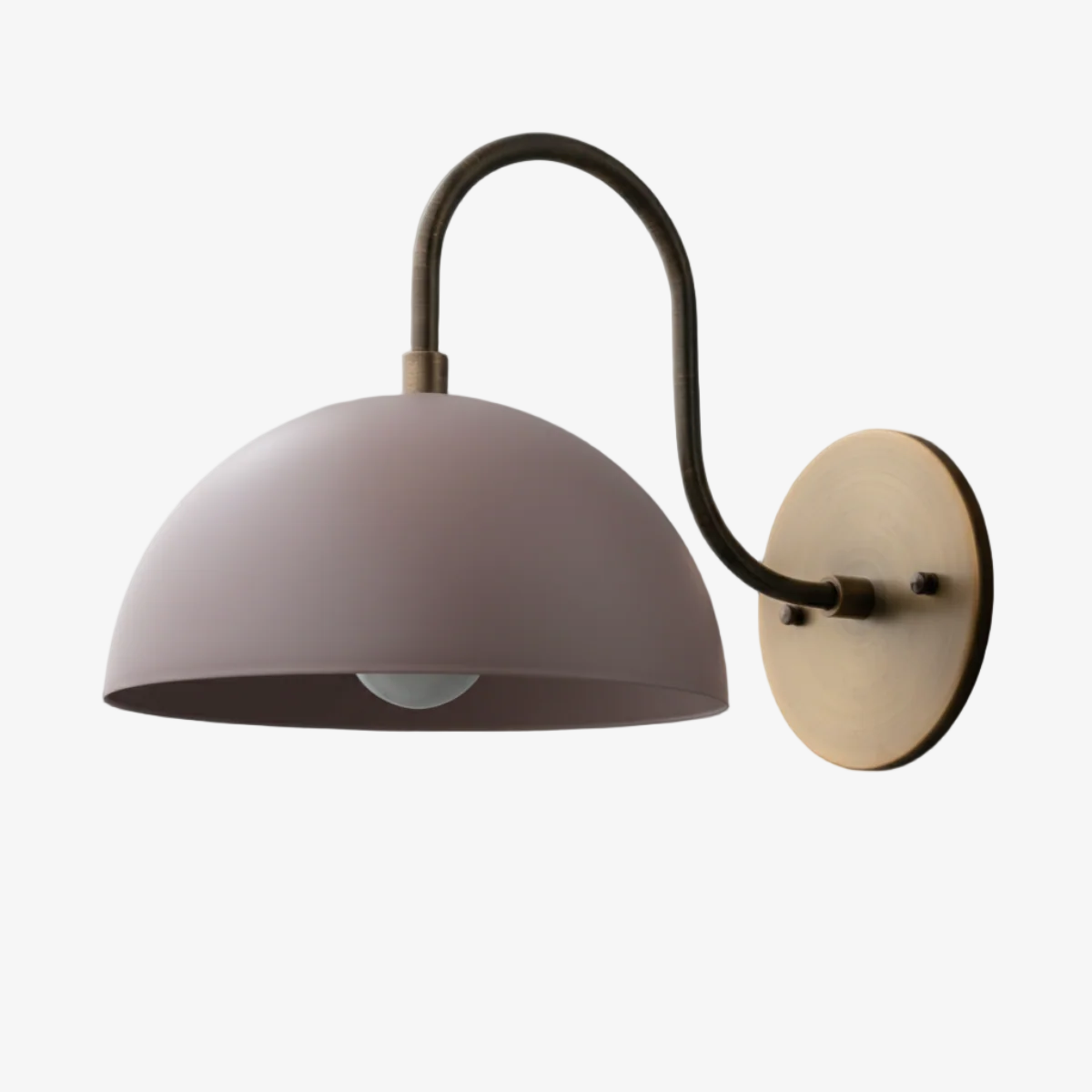 Curva Metal  Industrial Wall Sconce - Curved Brass Arm - Hammered Dome Light Fixture T408