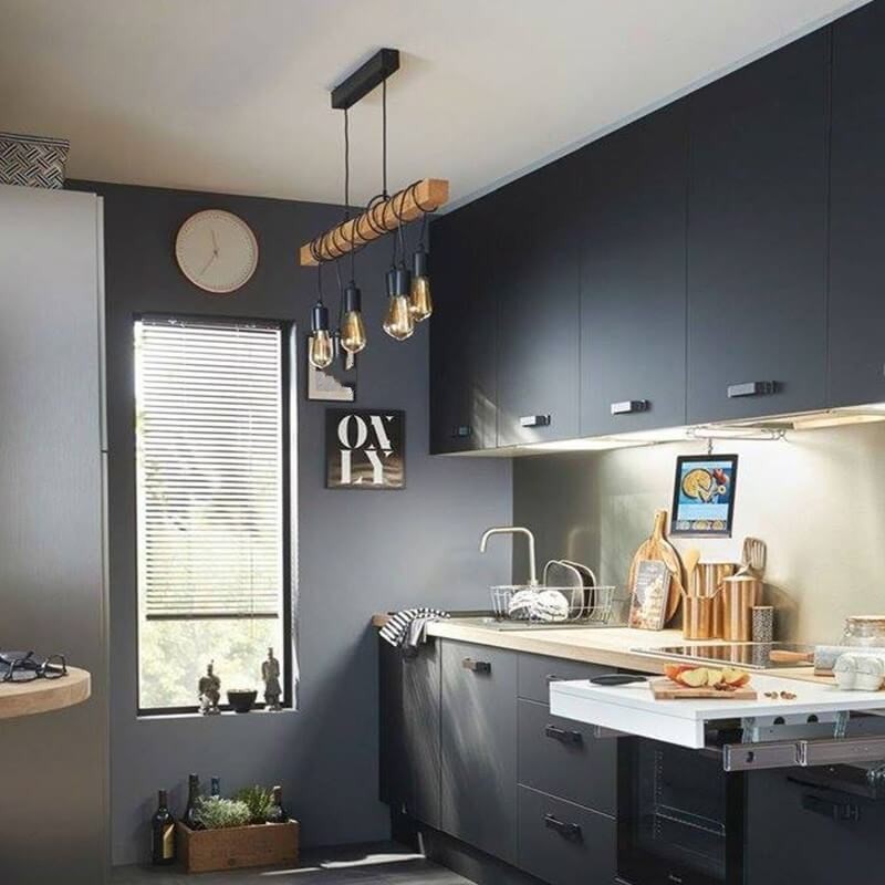 TOWNSHEND 4 Light Wooden Pendant Lamp