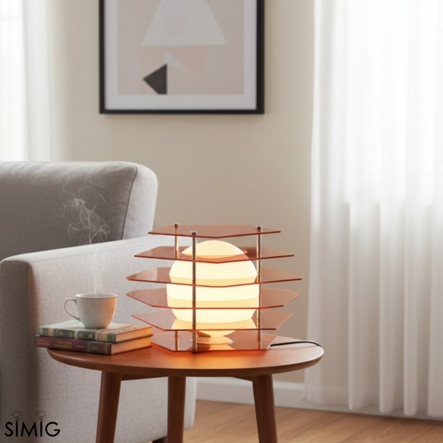 Sunset Geometric Ambient Table Lamp - Colorful Acrylic Decorative Lighting Fixture S375