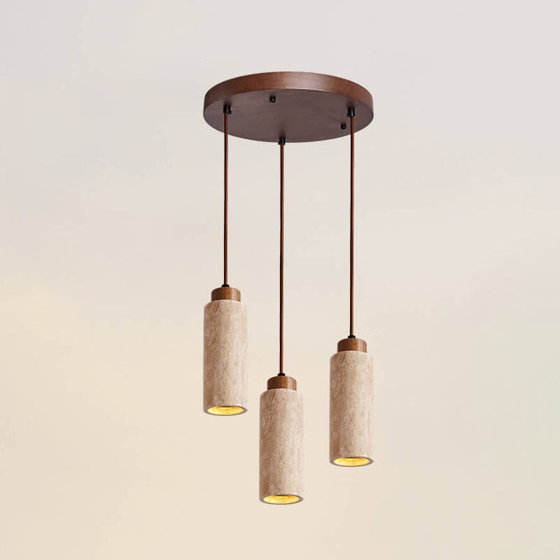 Wabi Sabi Solid Wood Stone Pendant Light G32