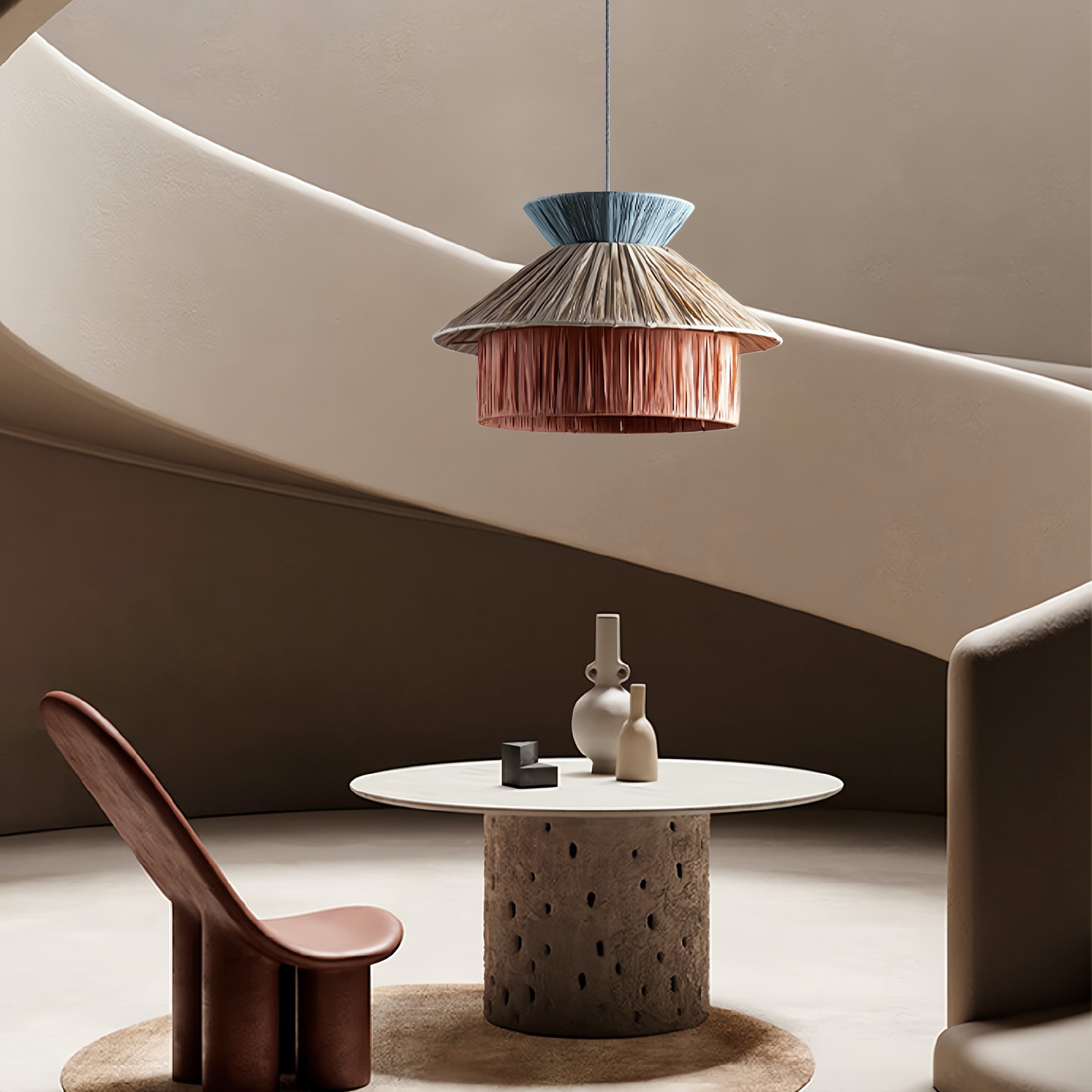 Handwoven Raffia Pendant Light – Boho Chic Natural Lighting S239