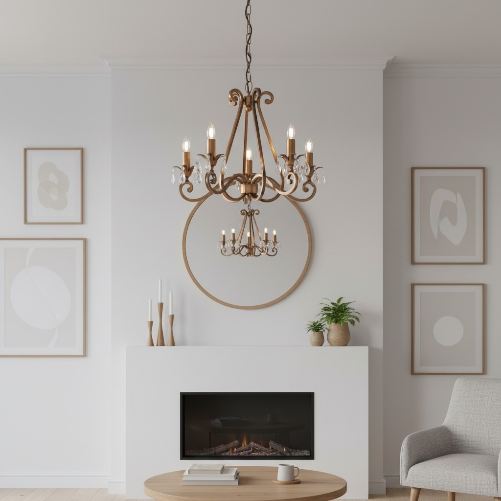 Talonis Crystal Chandelier - Traditional Candle-Style Brass and Nickel for Living Room and Dining Room T962