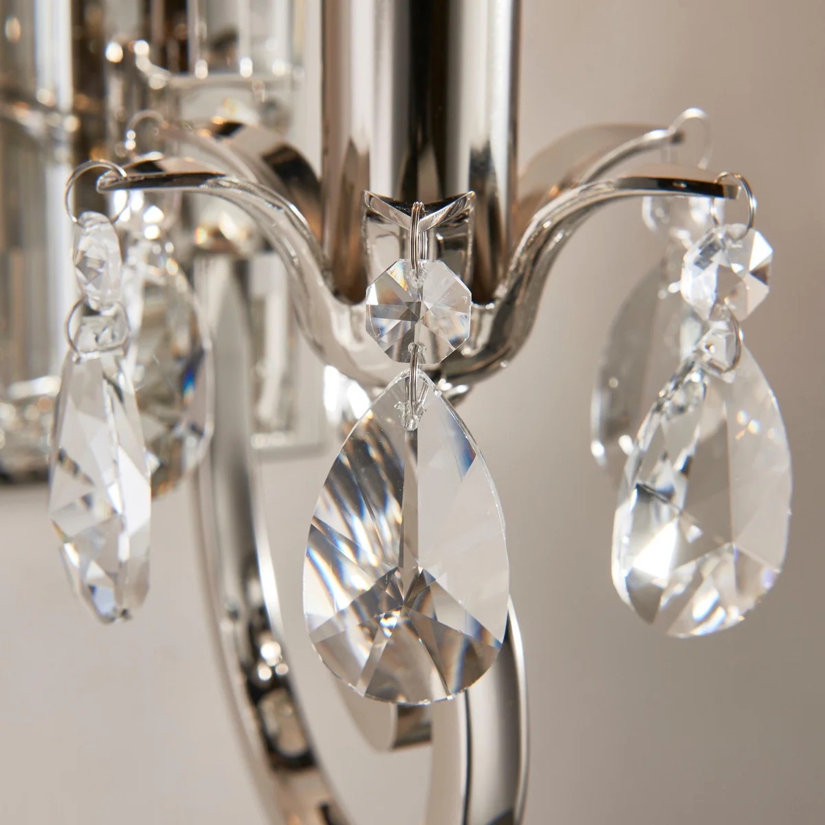 Talonis Crystal Accent Wall Light - Curved Chrome Arm Design for Living and Hallway Spaces T984