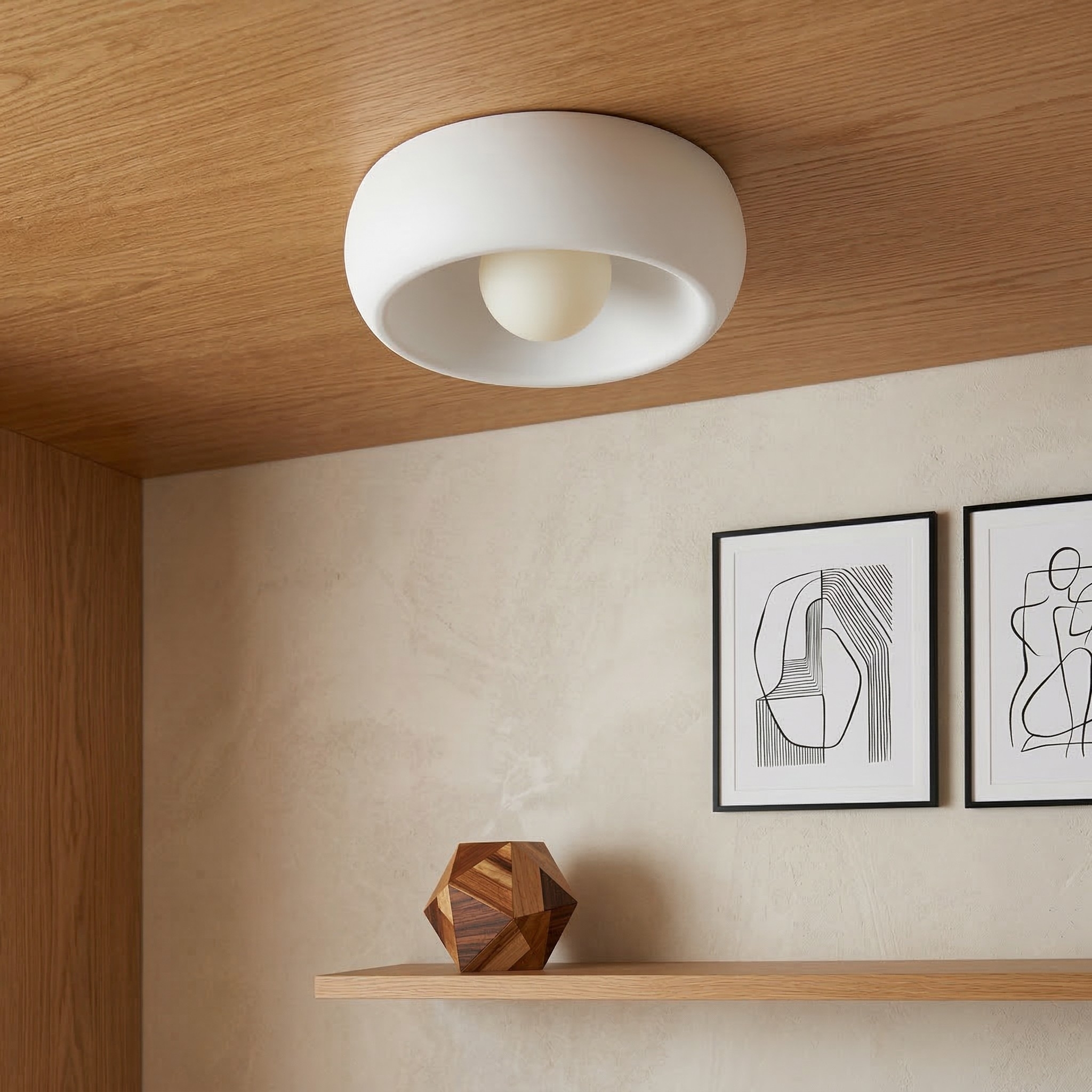 Aurelox Round Flush Mount Ceiling Light Clean Geometric Fixture - Contemporary Indoor Lighting T1145