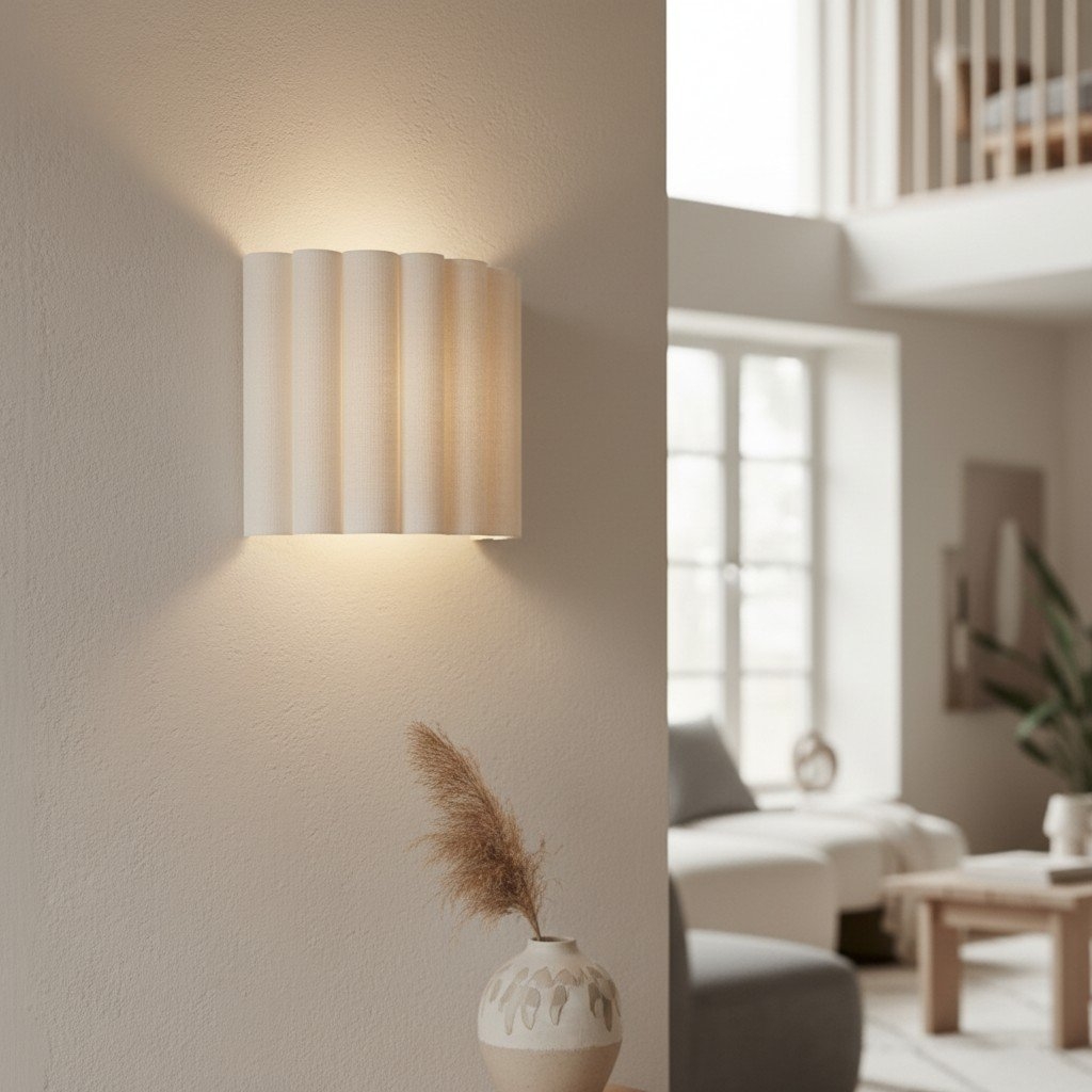 Velura Linen Fold Wall Sconce - Fabric Soft Pleated Design Ambient Lighting for Bedroom or Hallway T803