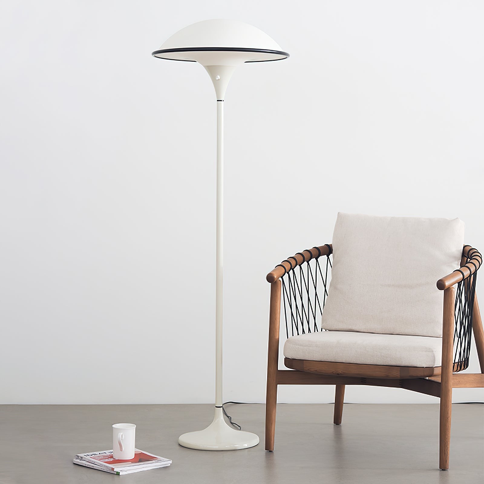 Danish Retro White Flying Saucer Floor Lamp M278