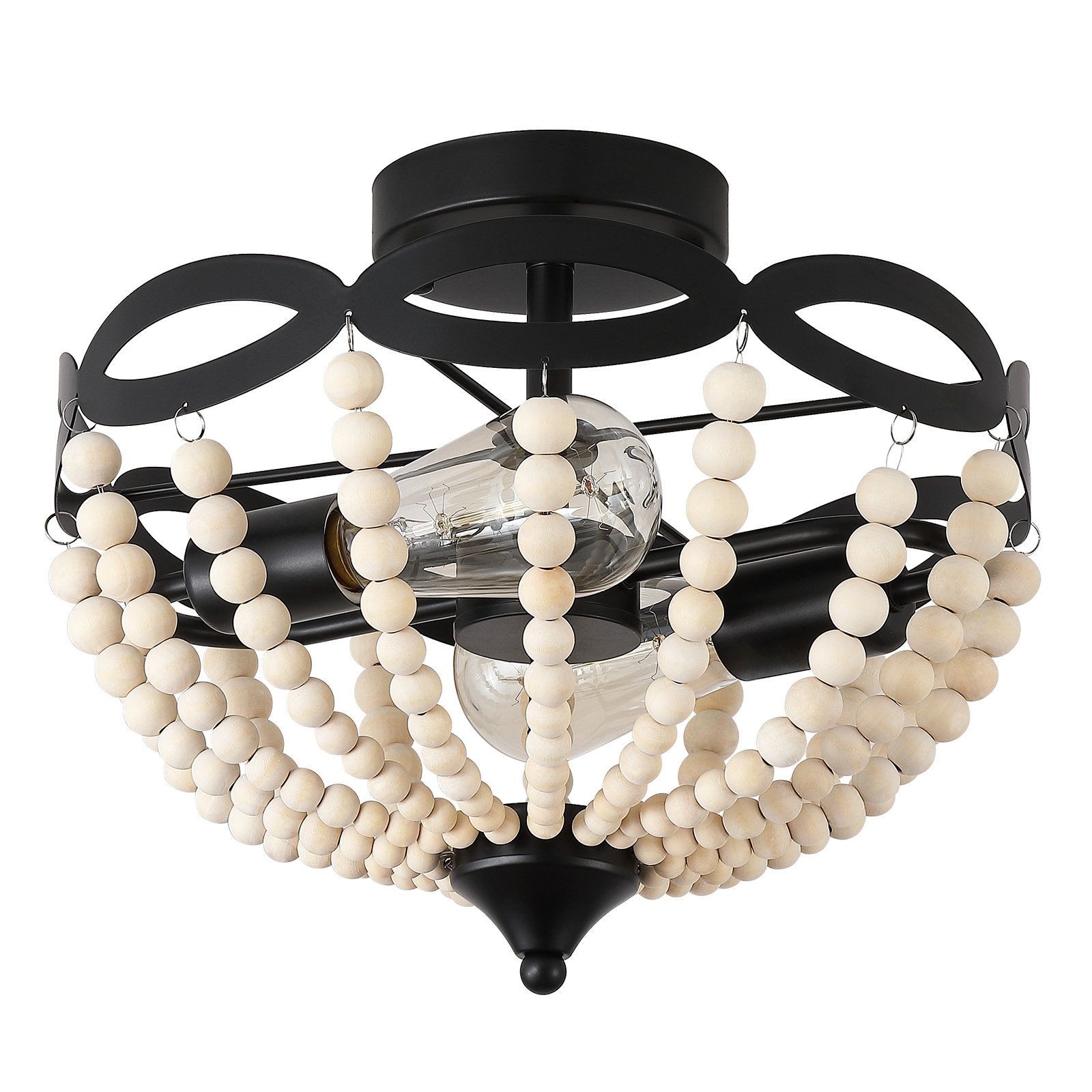 Retro Rustic Metal Wooden Beads Ceiling Lamp S150