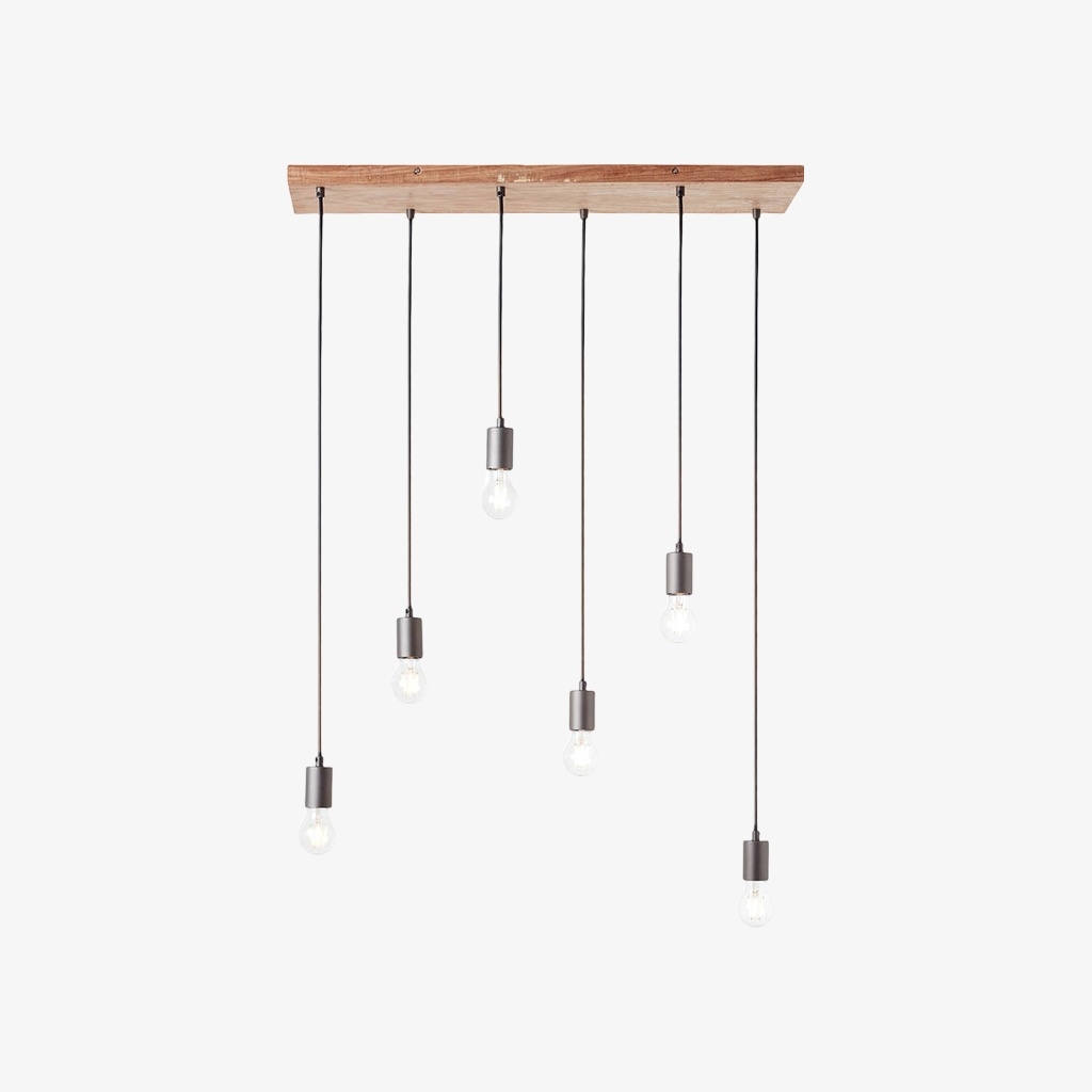 Vornix 6-Light Linear Pendant - Timber Beam Modern Industrial Fixture for Kitchen Island Dining Room T853