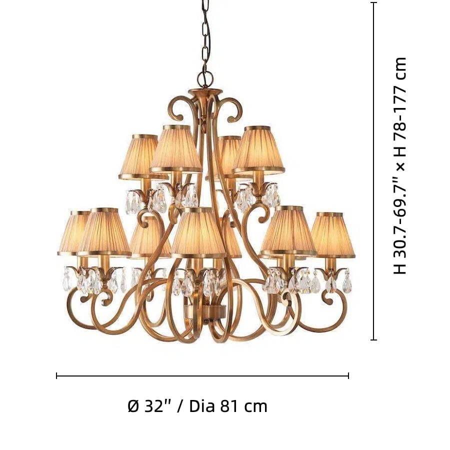 Talonis Multi-light Fabric Chandelier - Elegant Metal Curved Arms for Dining and Living T932