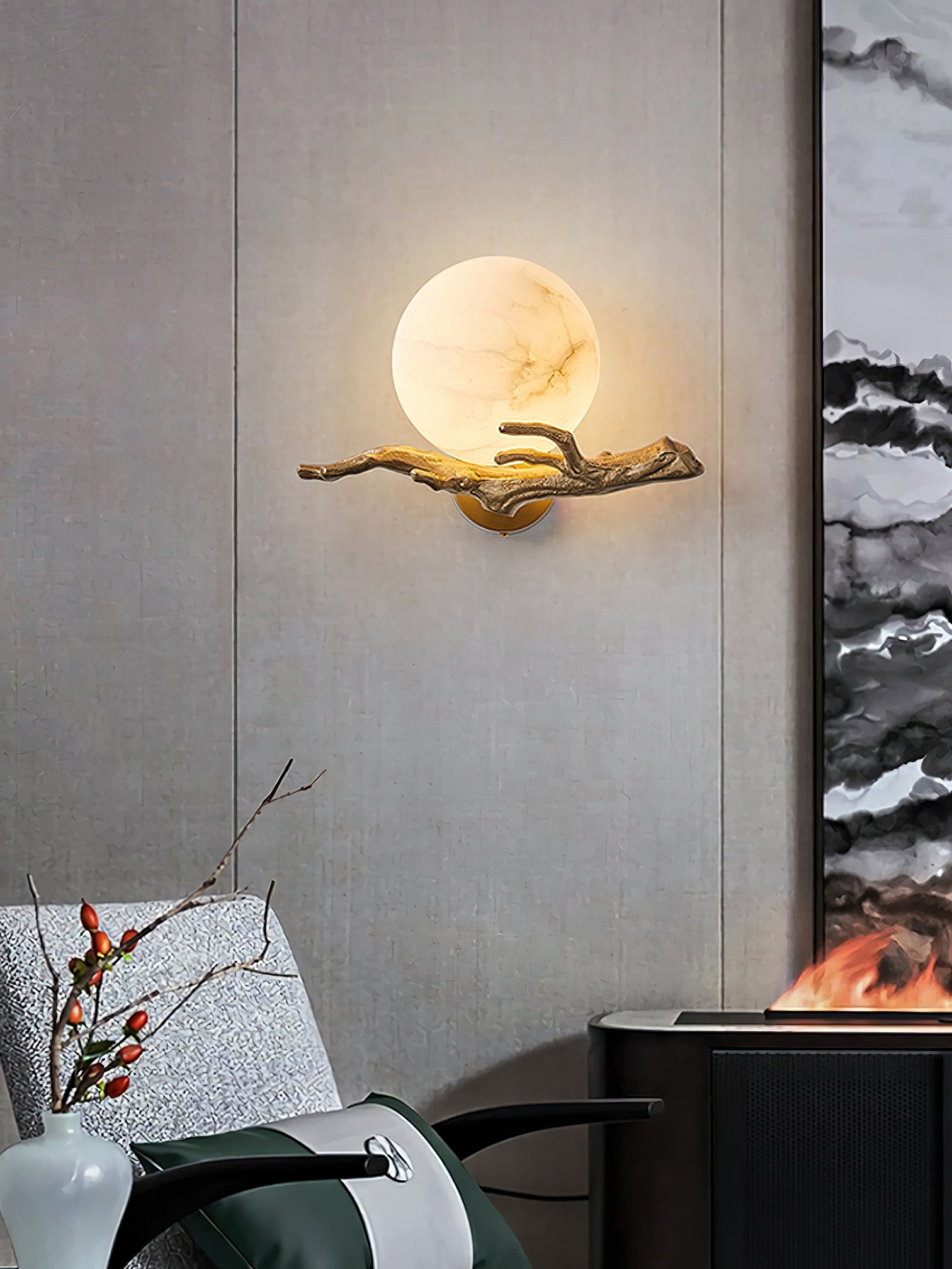 Retro Twigs Alabaster Wall Lamp T1659