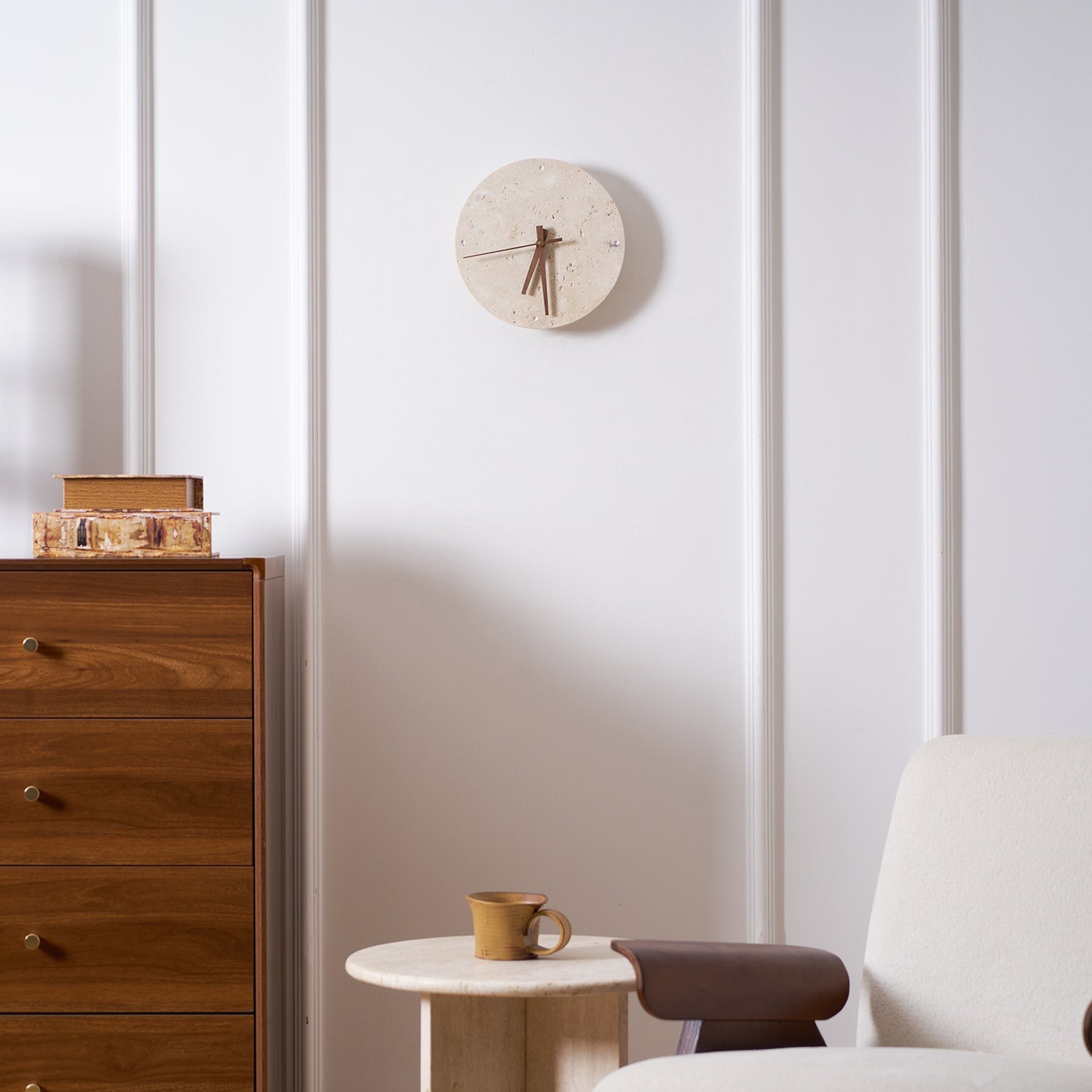 Round Stone Clock Wall Light - Wabi Sabi Lamp for Bedroom P079