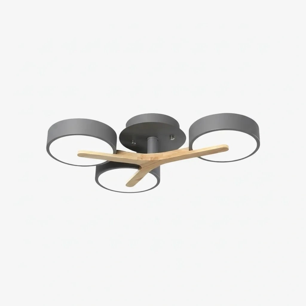 Modern Wooden Disc Ceiling Lamp - LED Semi-Flush Mount for Living Room S386