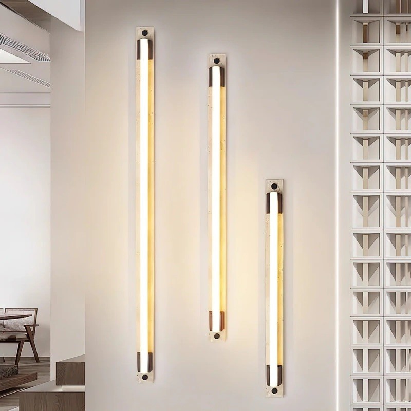 Travertine Wall Lamp - Brass Finish with Soft Ambient Glow S327